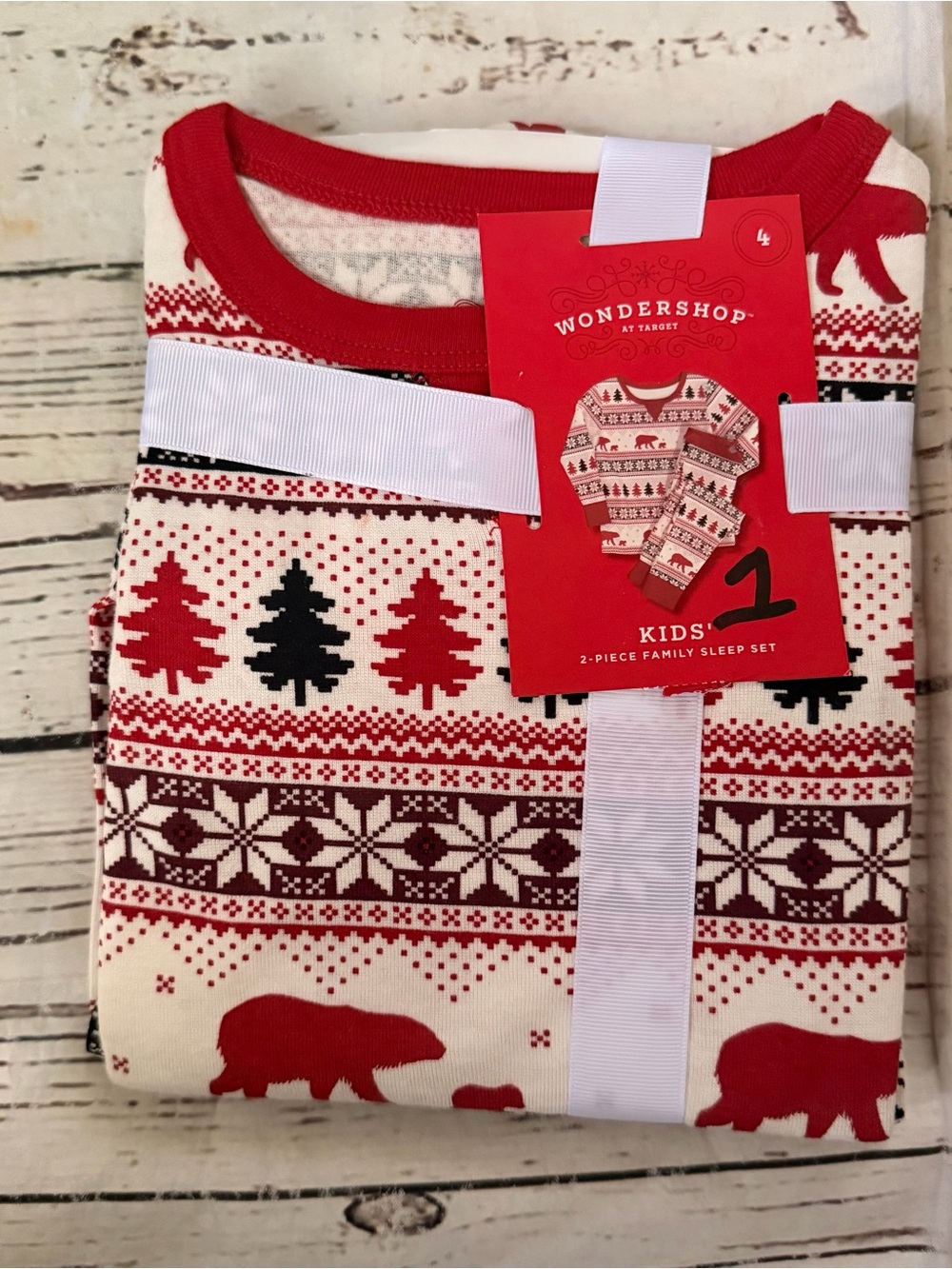 Wondershop Kids Red & White Holiday Pajama Set